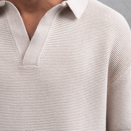 Oversize Textured Cotton Polo T-Shirt – Modern Casual Streetwear
