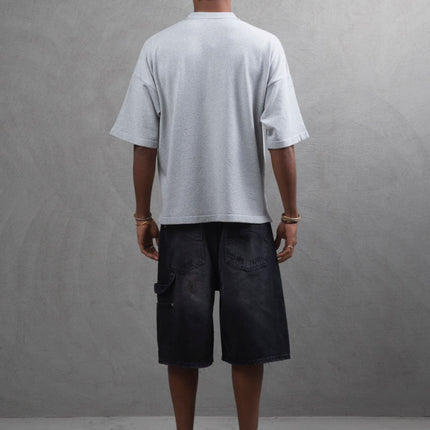 Oversize Textured Cotton Polo Tee – 3-Button Collar Relaxed Fit Shirt