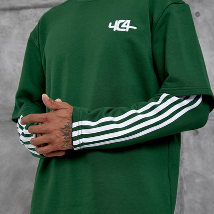 Oversized "404" Graphic T-Shirt – Layered Three-Stripe Long Sleeve