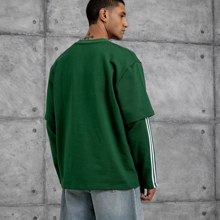 Oversized "404" Graphic T-Shirt – Layered Three-Stripe Long Sleeve