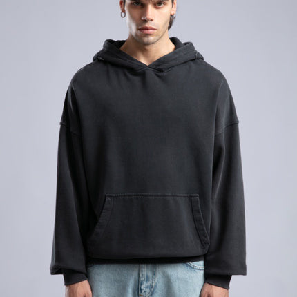 Oversized Distressed Hoodie with 'CATCH' Hood Graphic