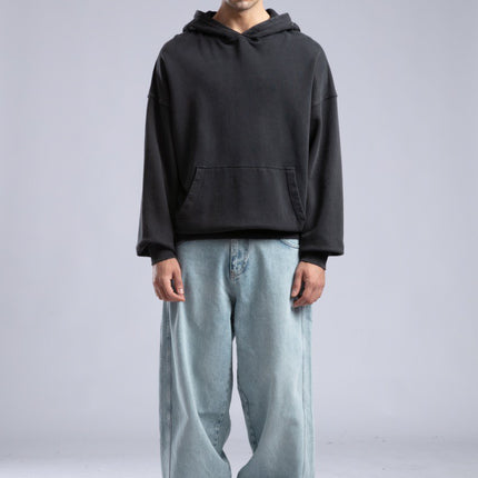 Oversized Distressed Hoodie with 'CATCH' Hood Graphic