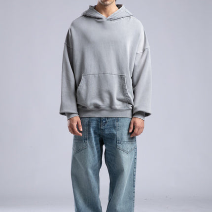 Oversized Distressed Hoodie with 'CATCH' Hood Graphic