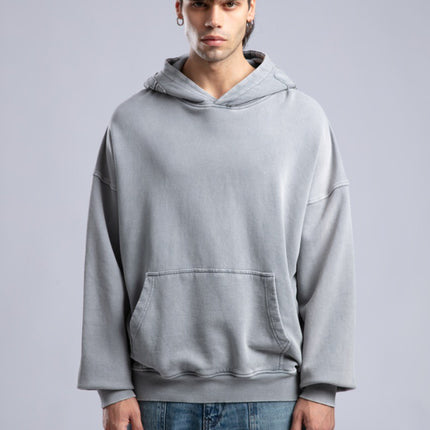 Oversized Distressed Hoodie with 'CATCH' Hood Graphic