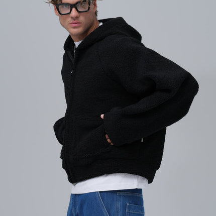 Oversized Sherpa Zip-Up Hoodie – Unisex Streetwear Comfort