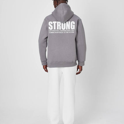 Oversized Sweatshirt with Strong Print on Chest and Back