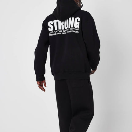 Oversized Sweatshirt with Strong Print on Chest and Back