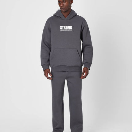 Oversized Sweatshirt with Strong Print on Chest and Back