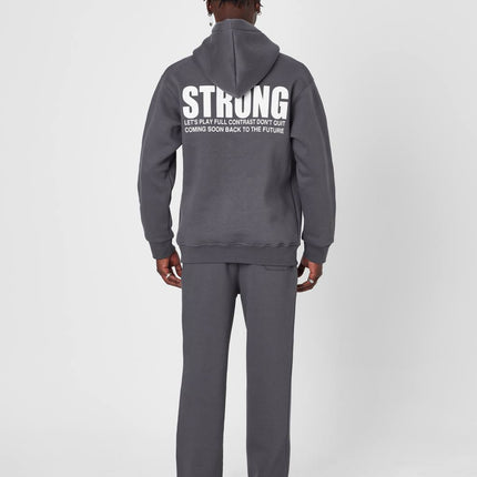 Oversized Sweatshirt with Strong Print on Chest and Back