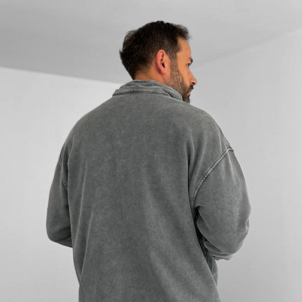 Oversized Zip-Neck Sweatshirt