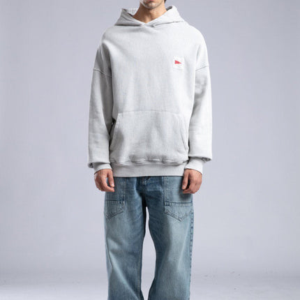 Oversized '8' Plaid Patch Hoodie - Vintage Washed Pullover