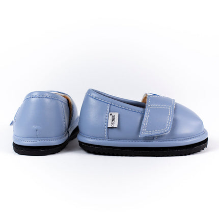 Blue-Grey Velvet Topper | Ozznek Removable Sole Shoes | Barefoot & Zero-Drop