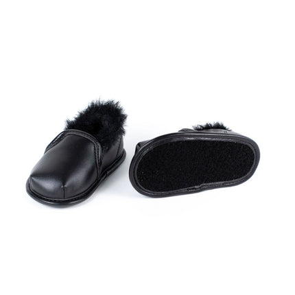 Black Faux-Fur Barefoot Shoe Topper | Ozznek Removable Sole Shoes