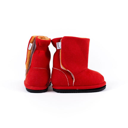 Red Ankle Boot Topper | Ozznek Removable Sole Shoes | Barefoot Kids Boot