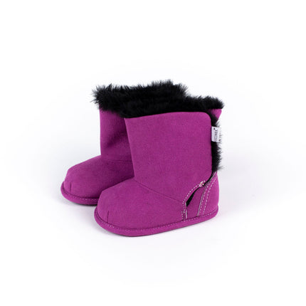Magenta Faux-Fur Barefoot Boot Topper | Ozznek Removable Sole Shoes