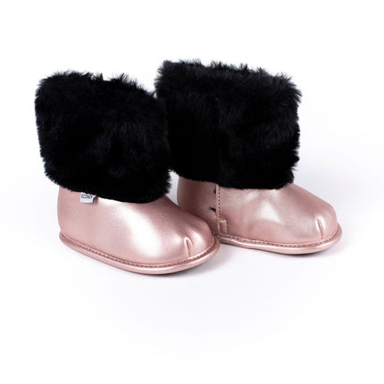 Rose Gold Faux-Fur Barefoot Boot Topper | Ozznek Removable Sole Shoes