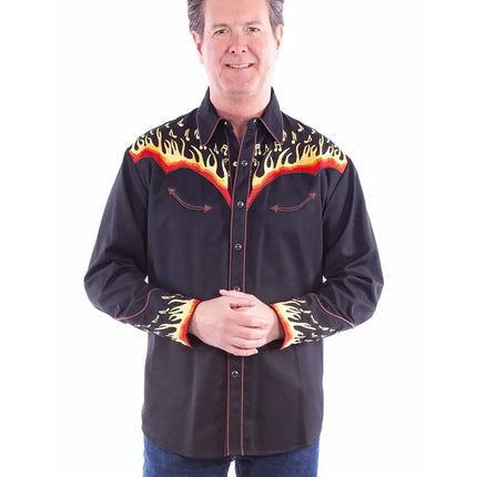 Scully Honky-Tonk Heatwave  (Black/Yellow) - Men's Western Shirt