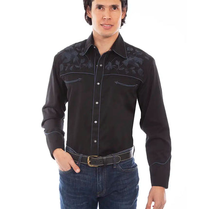 Scully Midnight Bloom - Embroidered Men's Western Shirt