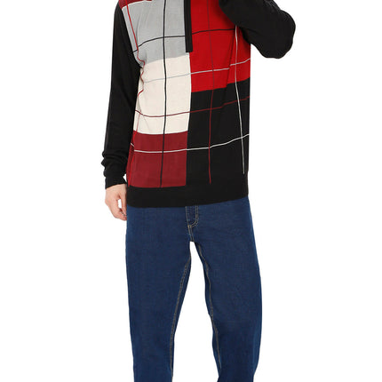Men's Color Block Quarter Zip Long Sleeve Sweater