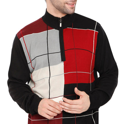 Men's Color Block Quarter Zip Long Sleeve Sweater