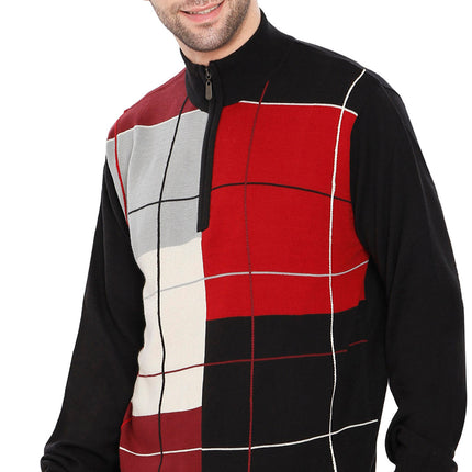 Men's Color Block Quarter Zip Long Sleeve Sweater