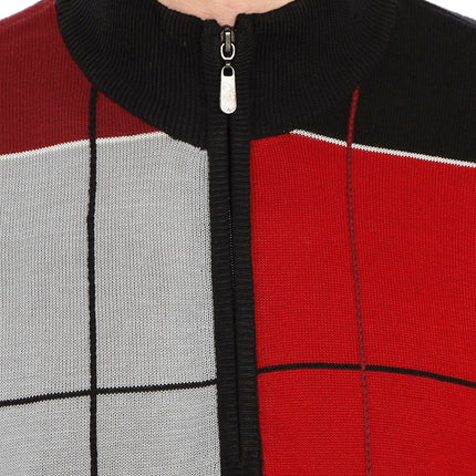Men's Color Block Quarter Zip Long Sleeve Sweater