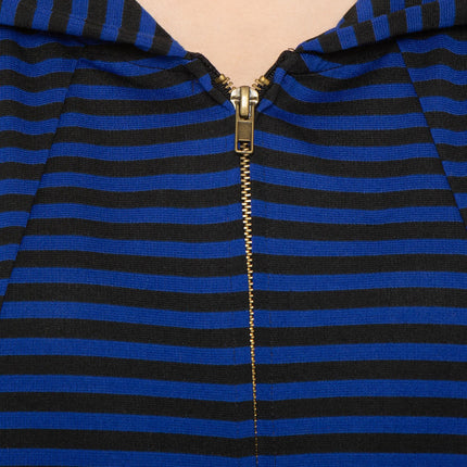 Women's Striped Zip Front High Low Hooded Jacket