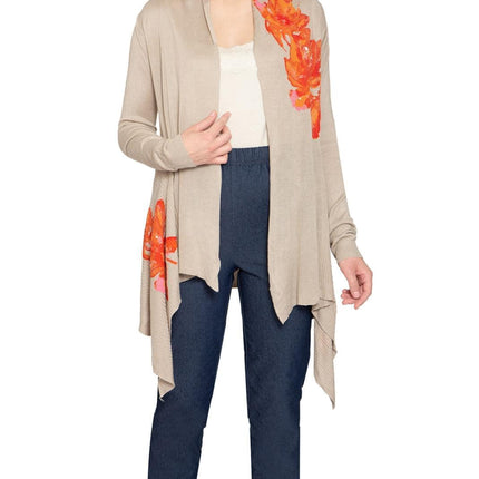 Women's Floral Embellished Open Long Cardigan