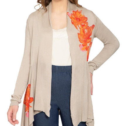 Women's Floral Embellished Open Long Cardigan