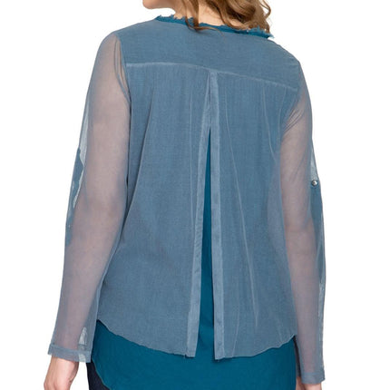 High Low Mesh Layered Knit Top