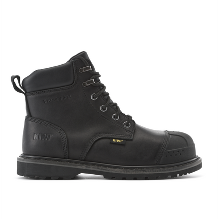 Kiwi Premium Black Action Leather 6" Steel Toe Waterproof Cap-Toe Work Boots [69700]