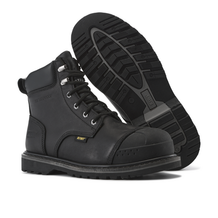 Kiwi Premium Black Action Leather 6" Steel Toe Waterproof Cap-Toe Work Boots [69700]