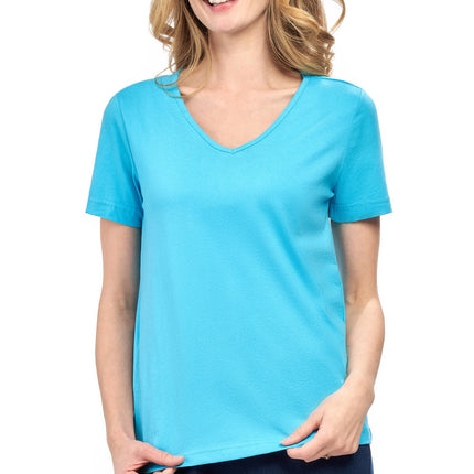 Women's Perfect Short-Sleeve V-Neck Tee Shirt - Cotton blend and Wrinkle Resistant