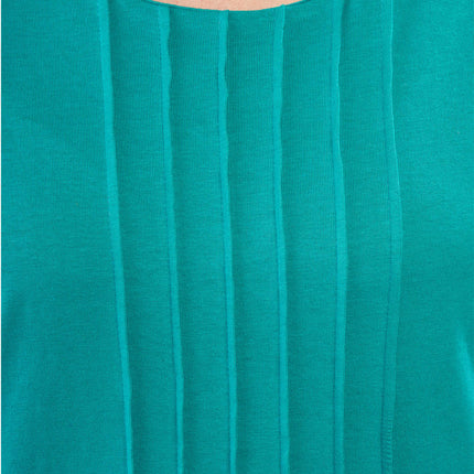 Women's Short Sleeve Cotton Knit T-shirt in Pintuck Style