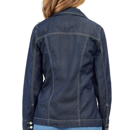 Women's Button Front Classic Denim Jacket with front pocket
