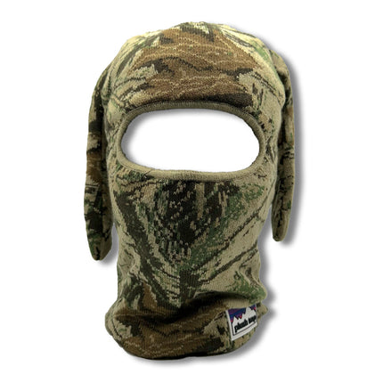 Camo BunSki Balaclava – Snow & Woods Camo Bunny Ear Ski Mask for Hunting, Winter Sports & Outdoor Activities