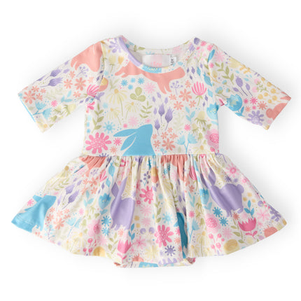 Pastel Floral Bunnies Twirl Bodysuit