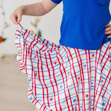 Patriotic Plaid Ruffle Twirl Skort