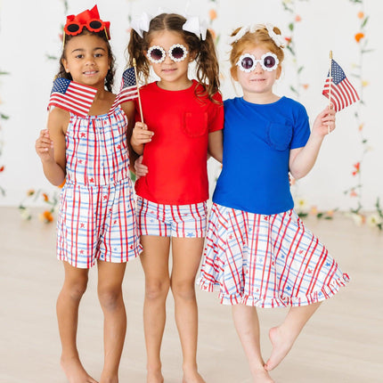 Patriotic Plaid Ruffle Twirl Skort