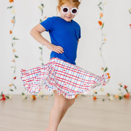 Patriotic Plaid Ruffle Twirl Skort