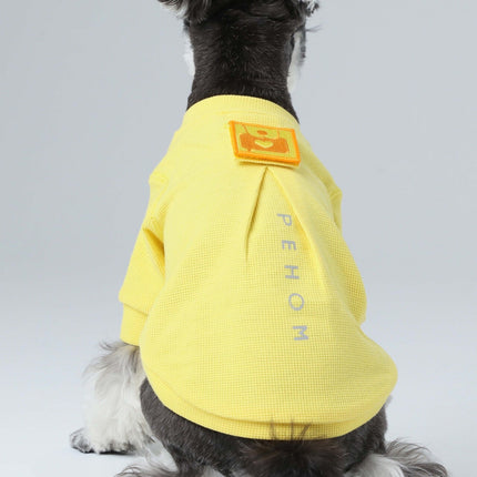Embroidery Waffle T-Shirt - Yellow