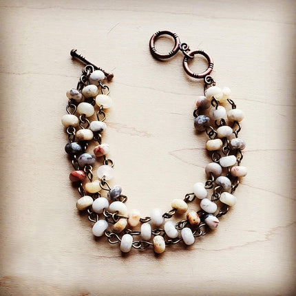 Natural Agate Triple Strand Bracelet 804k