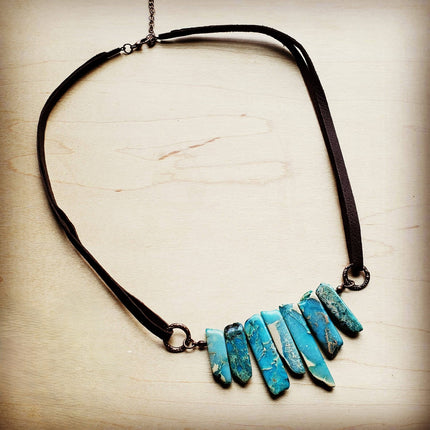 Imperial Jasper Slab Necklace with Genuine Leather 252j