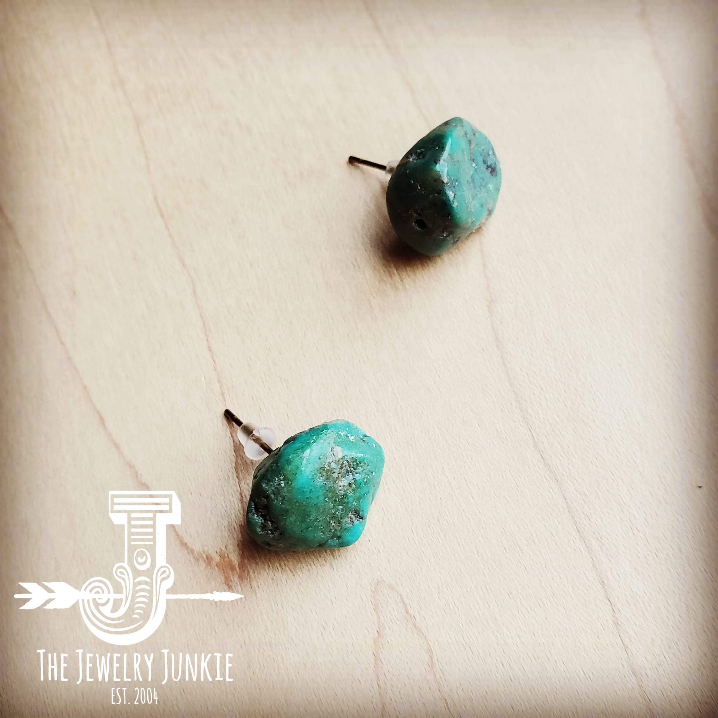 **Natural Green Turquoise Stud Earrings 205g