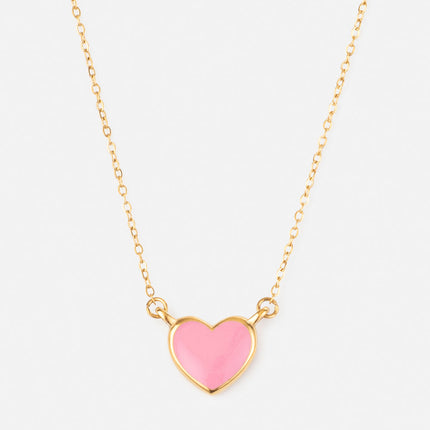 Pink Enamel Heart Necklace