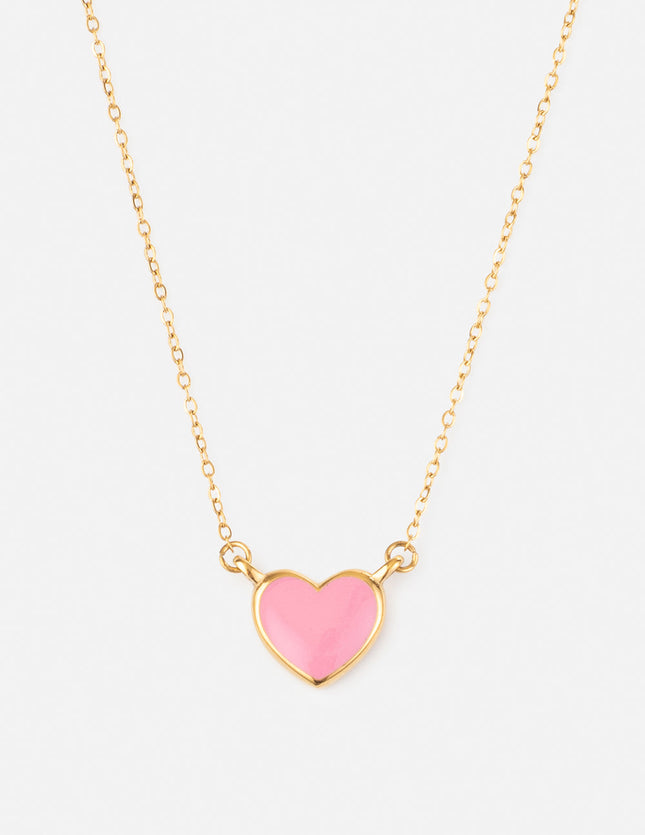 Pink Enamel Heart Necklace