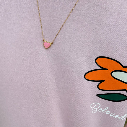 Pink Enamel Heart Necklace