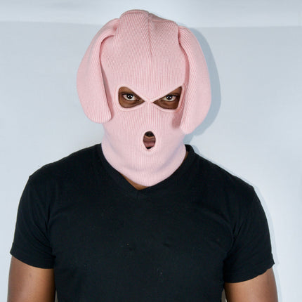 Pink Bunski 3-Hole Balaclava – Bunny Ear Ski Mask for Kawaii Fashion, Streetwear & Winter Sports
