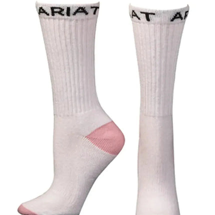 Ariat Crew Boot White/Pink - Women's Socks