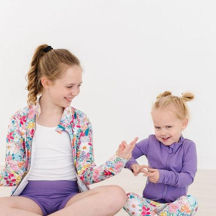Playful Purple Full-Zip Ruffle Active Jacket